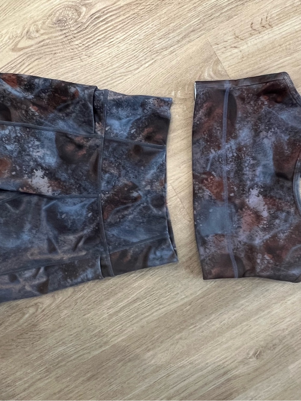 Fabletics Purple and Charcoal Marbled Active Sports Bra & Shorts Matching Set